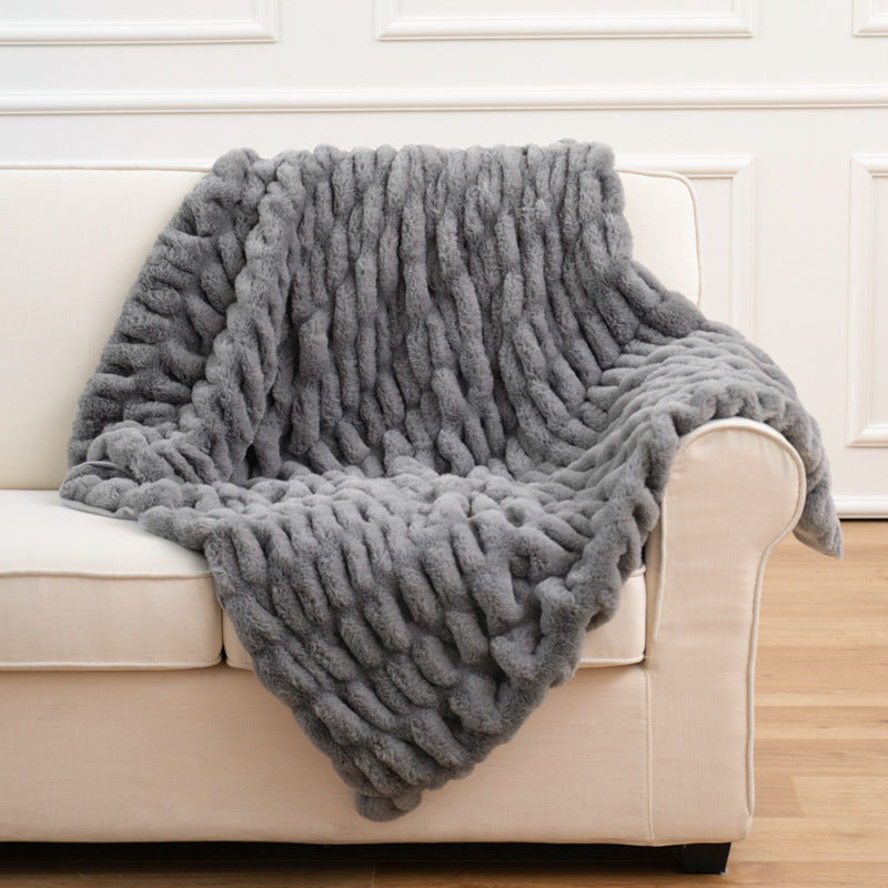 Soft Rabbit Fur Sofa Blanket