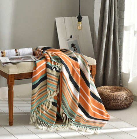 Fringed Knitted Sofa Blanket