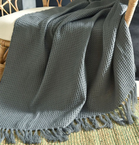 Fringed Knitted Sofa Blanket