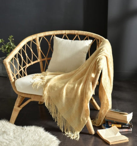 Fringed Knitted Sofa Blanket