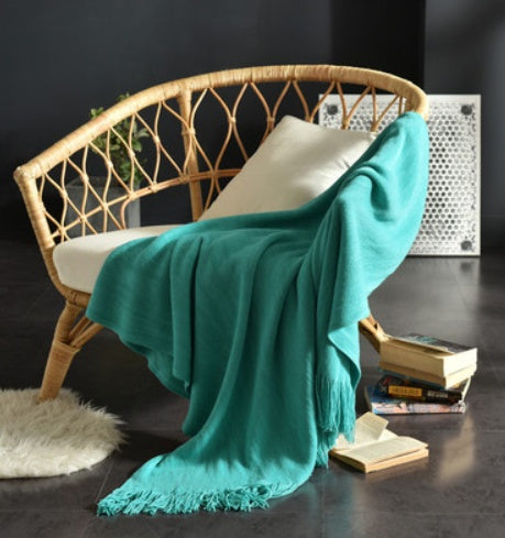 Fringed Knitted Sofa Blanket