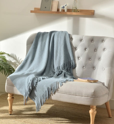 Fringed Knitted Sofa Blanket