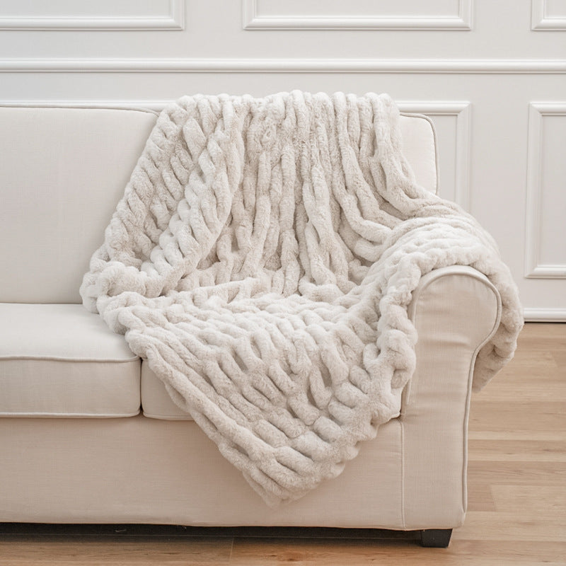 Soft Rabbit Fur Sofa Blanket