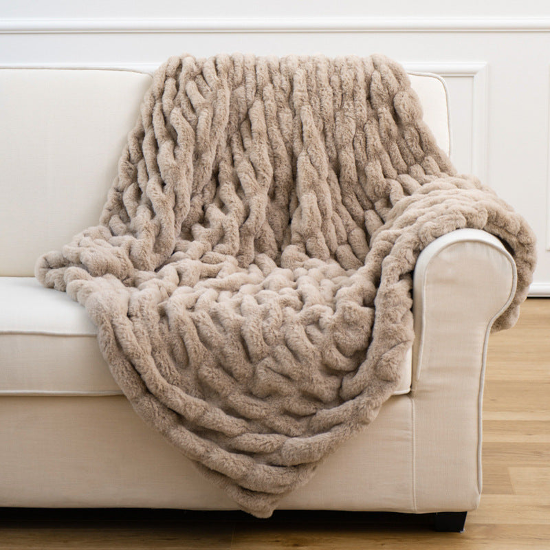 Soft Rabbit Fur Sofa Blanket