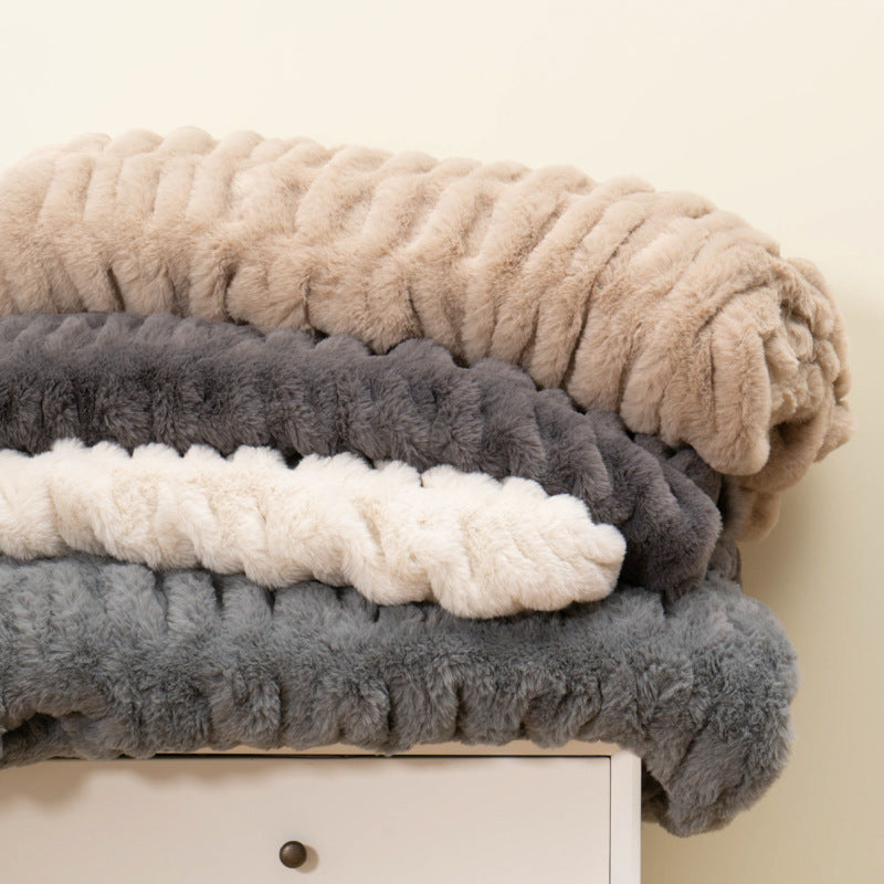 Soft Rabbit Fur Sofa Blanket